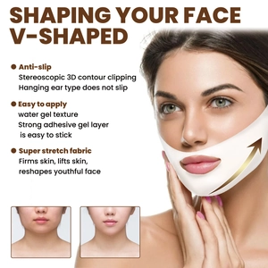 Detailed close-up of V-line lifting mask with super stretch fabric and anti-slip hydrogel