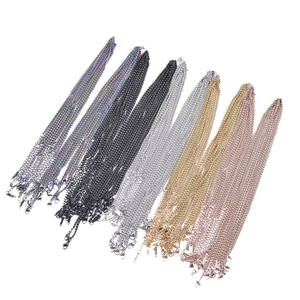Variety of 2.5mm stainless steel dragon bone chain necklaces in multiple metal colors