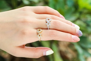 Verstellbare Ringe in Gold und Silber mit Mikro-Zirkonia Stern- und Herz-Details