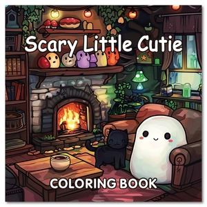 Scary Little Cutie Coloring Book For Kids Halloween Spooky Cute Ghost Pumpkin Gothic Theme Stress Relief Creative Art Coloring Book