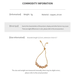 Détails du bracelet cœur ajustable en cuivre et zircons brillants de style chic