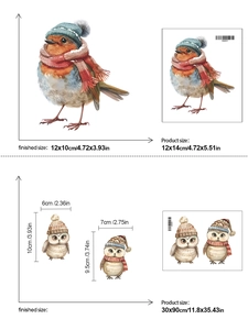 Spécifications de taille pour les stickers muraux oiseaux et hiboux style hiver