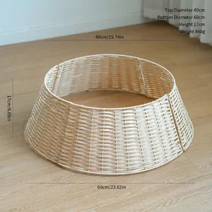 Cache-pied de sapin de Noël tressé blanc cassé, base de 60cm de diamètre, style bohème
