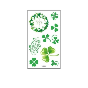 Waterproof St. Patrick's Day temporary tattoos with green shamrocks and clover designs
