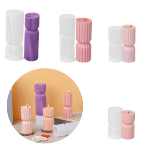 Silicone Candle Mold Ribbed Pillar Geometric Cylinder DIY Handcrafted Soap Resin Crafts Aromatherapy Home Decor