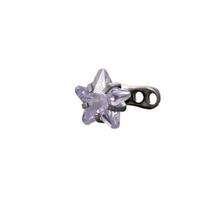 Star-shaped purple zircon stainless steel piercing stud earring with silver metal base