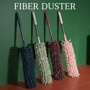 Microfiber Chenille Duster With Telescopic Stainless Steel Handle Extendable Bendable Head For Home Car Cleaning