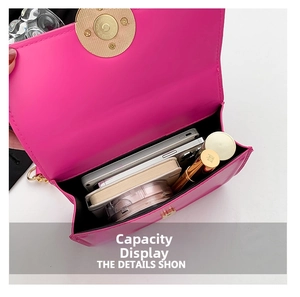 Internal view of minimalist rose pink shoulder bag showing large storage capacity