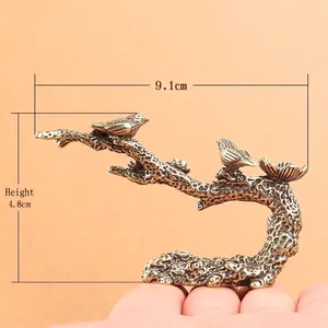 Porte-encens oiseaux en cuivre sur branche, décor zen de table, 9,1 cm x 4,8 cm