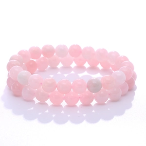 Natural round rose quartz bead bracelets set with 8mm smooth polished gemstones