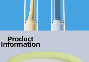 Detailed product information showing blue and beige silicone pet toothbrushes with covers