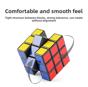 Detailed view of a 3x3 speed cube showing high-tolerance rotating structure on white background