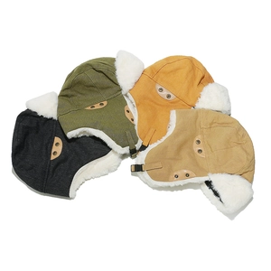 Winter aviator hats in four colors with thick thermal fleece lining and earflaps