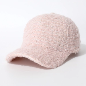 Casquette de baseball en polaire rose avec texture tissée douce pour tenue d'automne hiver