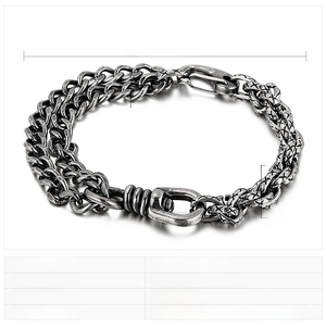 Detailed view of heavy stainless steel Cuban link bracelet with size and weight specs