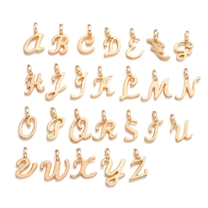 Complete set of 26 golden alloy English alphabet A-Z charms for DIY jewelry making