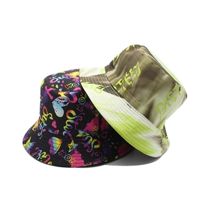 Graffiti Print Bucket Hat Reversible Double Sided Cotton Polyester Sun Protection Colorful Streetwear Hip Hop Unisex