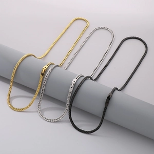 Three V-shaped stainless steel chains in gold, silver, and black for hip hop street style