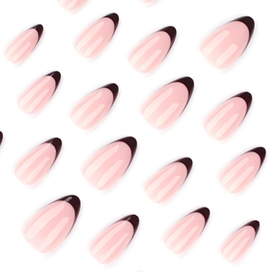 Französisches Weinrotes Mandel-Nagel-Set zum Aufkleben mit glänzendem Nude-Finish