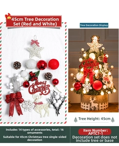 Detail of 16pcs red and white Christmas tree ornaments set including stars and pinecones