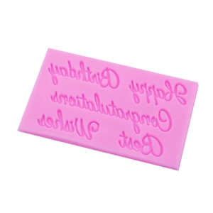 Stampo in silicone rosa con scritte Happy Birthday per decorazione torte e cioccolato fai da te