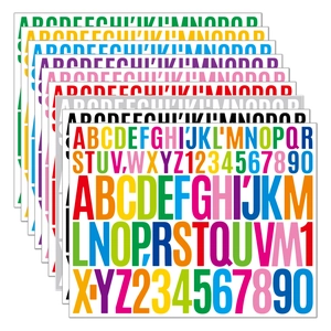 Colorful vinyl alphabet and number stickers set for DIY scrapbooking and water bottles