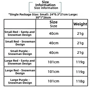 Size information and specifications for Santa Claus and snowman printed Christmas tree skirts