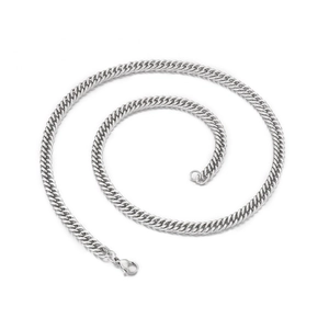 Classic silver stainless steel Cuban link chain necklace for men with lobster clasp