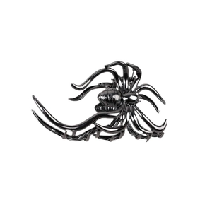 Gothic black metal spider hair claw clip with a glossy finish for Halloween hair accessories