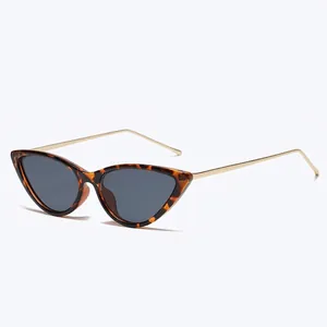 Retro cat-eye sunglasses with leopard print frames and sleek gold metal temples