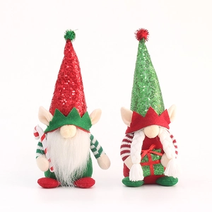 Weihnachtswichtel Set mit Paillettenmützen in Rot und Grün für die Festtagsdeko