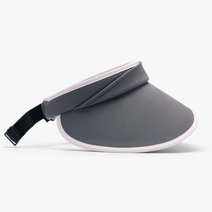 UPF 50+ UV protection wide brim sun visor hat in grey with adjustable elastic strap
