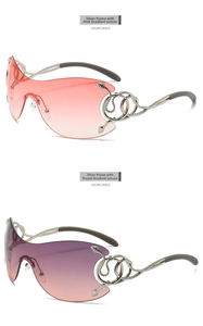 Detail of snake skin texture and crystal embellishments on Y2K rimless sunglass temples