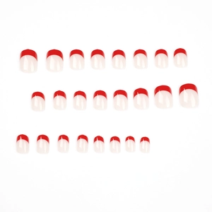 Set di 24 unghie finte rosso French manicure con finitura lucida effetto gel