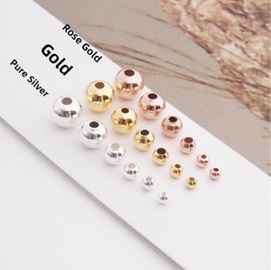 DIY S925 sterling silver beads in gold, rose gold and silver finishes in various sizes