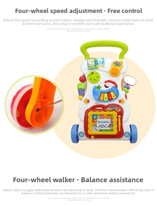 Detail of adjustable speed control knobs on the toddler walker for safe walking support