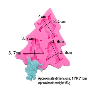 Pink silicone mold featuring Santa Claus patterns for Christmas cake and clay decoration