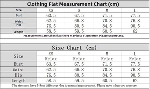 Detailed size chart for the backless halter dress with bust, waist, and hip measurements