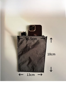 Mini nylon organizer bag insert with dimensions 16.5x18cm showing phone storage