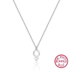 S925 Sterling Silver Venus Symbol Pendant Necklace For Women Minimalist Dainty Clavicle Chain Jewelry Anniversary Gift