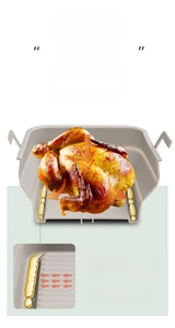 Detail of silicone air fryer basket with 3D oil drainage texture and side handles