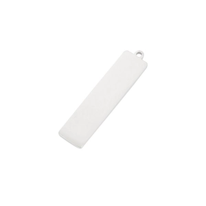 Polished silver rectangular stainless steel blank pendant for custom DIY jewelry making