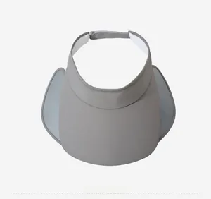 Detail of grey sun hat showing retractable side brims and adjustable velcro strap