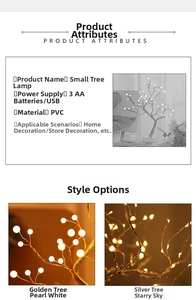 Detailed infographic showing LED tree lamp technical specs and dual power options