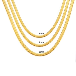Flat snake bone chain necklace in 18K gold titanium steel, 3mm 4mm 5mm width options