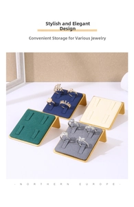 Luxury 4-slot metal ring display stands with velvet insets in four elegant colors