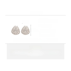 Detailed view of zircon waterdrop stud earrings with dimensions and material specs