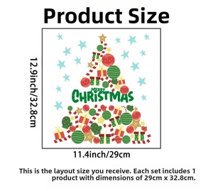 Detailed view of Merry Christmas wall sticker showing 11.4x12.9 inch size specifications