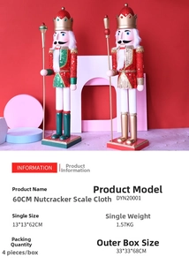 Detailed views of 62cm sequin wooden nutcracker kings in red and gold finish