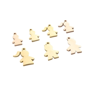 Polished gold stainless steel charms with boy and girl silhouettes for DIY jewelry